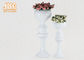 กระถางดอกไม้ในร่มแจกันกลางงานแต่งงานโต๊ะแจกันไฟเบอร์กลาสสีขาวมันวาว